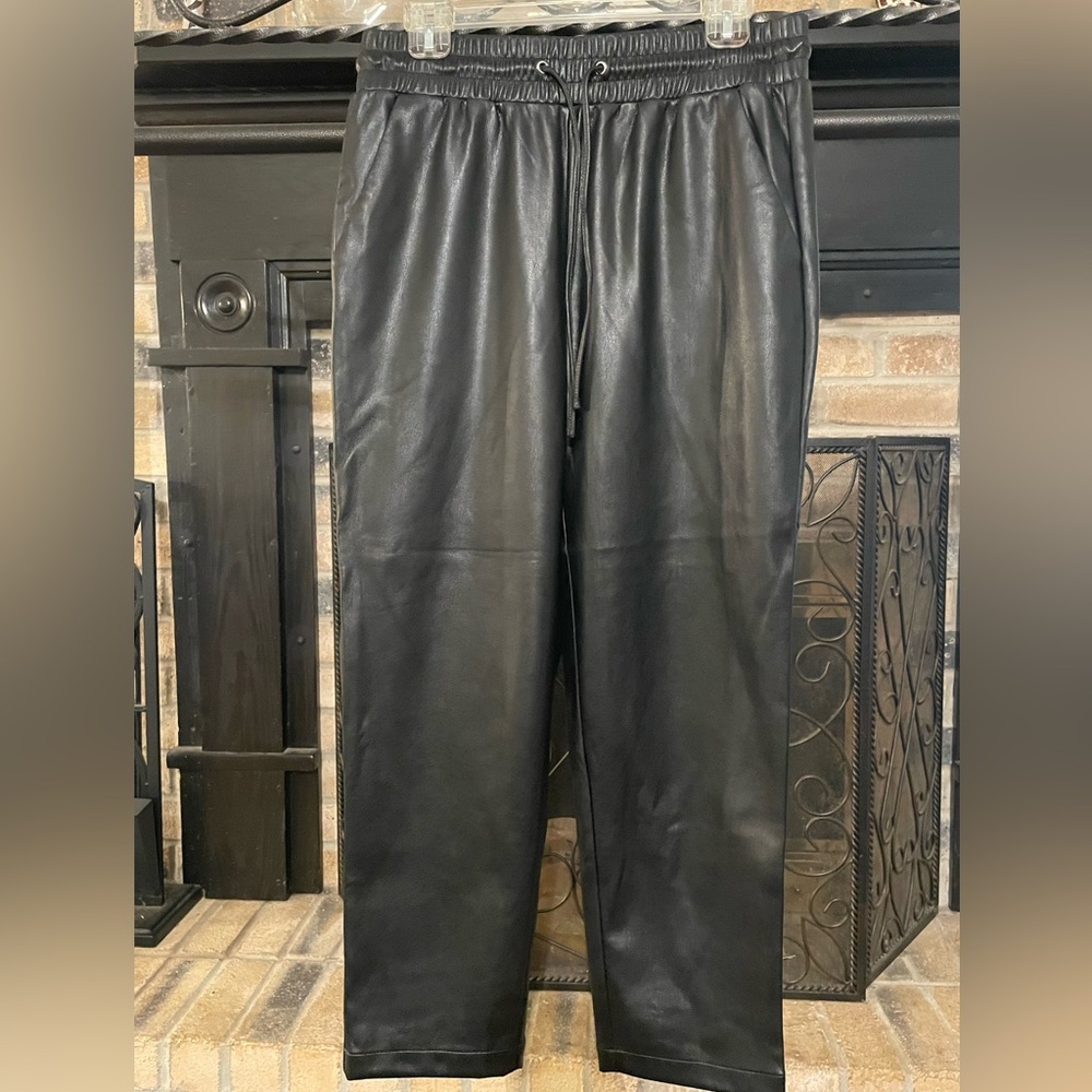 LOFT Black Cropped Leather Pants